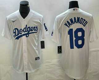 Mens Los Angeles Dodgers #18 Yoshinobu Yamamoto White Stitched Cool Base Nike Jersey